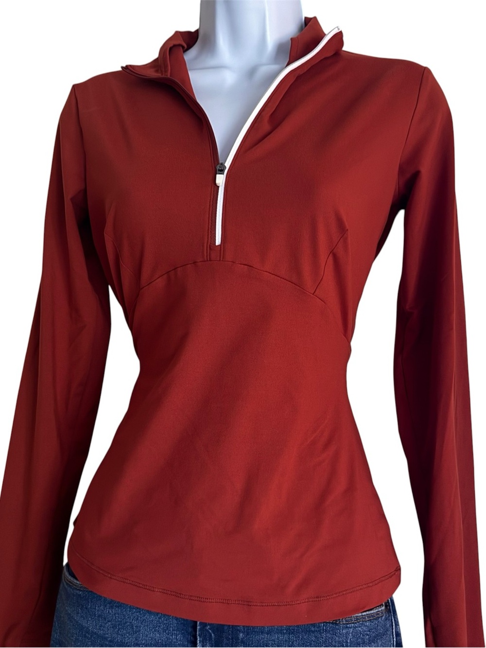 CALIA Carrie Underwood Quarter Zip Pullover Terracotta Rust Orange Athletic Top
